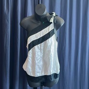 🔥final sale 2B bebe silk white and black top women medium